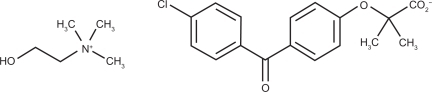 Figure 1 Chemical structure of ABT-335. The chemical name for choline fenofibrate is ethanaminium, 2-hydroxy-N,N,Ntrimethyl, 2-{4-(4-chlorobenzoyl)phenoxy]-2-methylpropanoate. The empirical formula is C22H28ClNO5 and the molecular weight is 421.91.