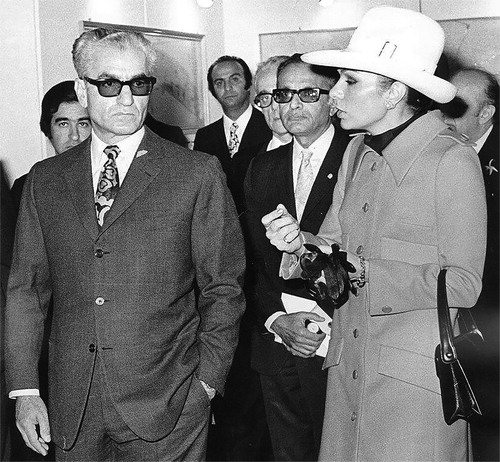 Figure 2. The Shah and Queen Farah visit the High Council of Urban Planning and Architecture, in 1966. Amir-Abbas Hoveyda (Prime Minister), Naser Badi (Director of the Council), and Dariush Borbor (Urban Planning Consultant) are also present in the photo.Source: Dariush Borbor.