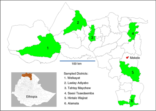 Fig. 1 Selected survey districts in Tigray Region, Ethiopia.