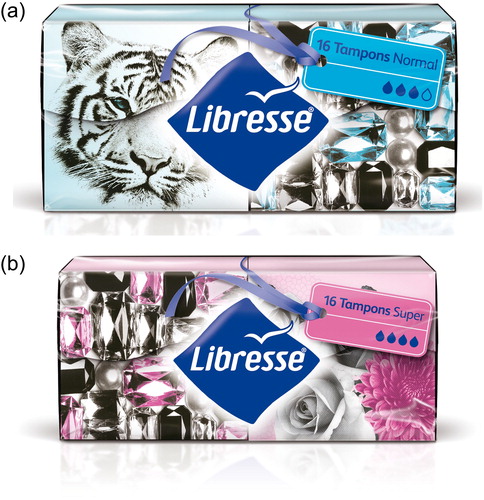 Figure 1 Libresse tampons: (a) tampons normal; (b) tampons super.