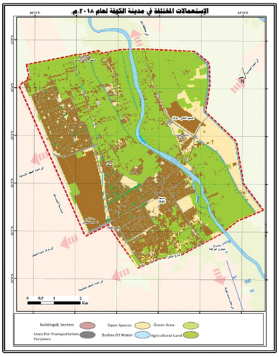 Figure 18. An image of the land use layer for Kufa city 2018 AD.