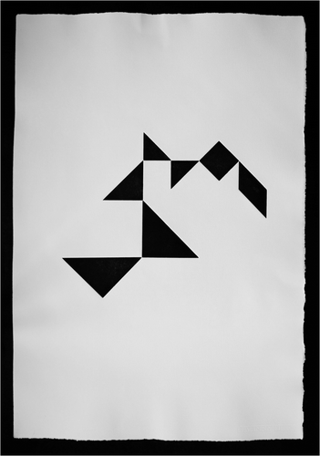 Figure 9. Horst Schaefer, Rule and Form – Rule 50 – Chain, corners with an angle of 45 degree are touching corners with a right angle, 2010, intaglio printing on paper, 20” × 24”. Reprinted with permission.