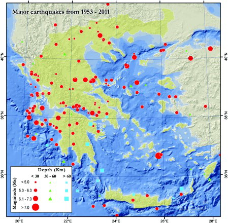 Figure 1. Spatial distribution of the earthquakes used in this study.