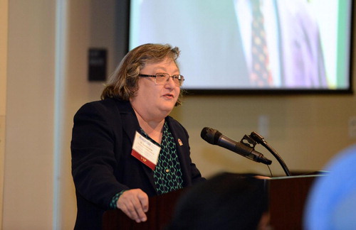 Figure 2. Provost and Executive Vice Chancellor Cynthia Larive giving her remarks at Reception. © Photographs belong to University of California, Riverside.