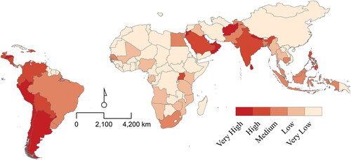 Figure 5 Index of population responses to stringent polices during COVID-19 pandemic in the Global South countries.