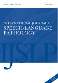 Cover image for International Journal of Speech-Language Pathology, Volume 19, Issue 4, 2017