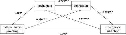 Figure 3 Path coefficient of serial mediating model.