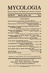 Cover image for Mycologia, Volume 47, Issue 2, 1955