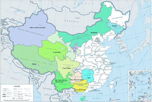 Fig. 1 The locations of 24 ethnic minorities sampled in China.