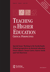 Cover image for Teaching in Higher Education, Volume 26, Issue 3, 2021