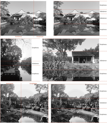 Figure 7. Master of the Nets Garden (top), the Humble Administrator’s Garden (middle left), Lion Grove Garden (middle right), The Humble Administrator’s Garden (bottom). Source: Photographed by the author.