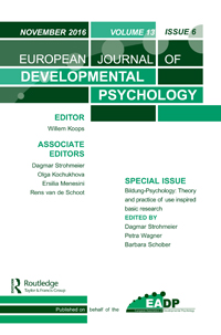 Cover image for European Journal of Developmental Psychology, Volume 13, Issue 6, 2016