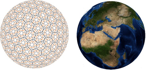 Figure 1. Icosahedral Snyder equal area aperture 3 hexagonal grid (ISEA3H) (PYXIS Innovation Citation2014).