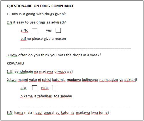 Figure 1 Questionnaire on drug adherence administered to patients.