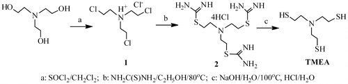 Scheme 2. Preparation of tris(2-mercaptoethyl) amine.