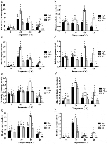 Figure 4. Effect of exogenous ABA on APX and GR activity and TaAPXand TaGRexpression of the ‘dn1ʹ variety.