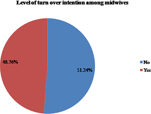 Figure 1 Turnover intention among midwives working in public health institutions southwest Ethiopia (N = 121).