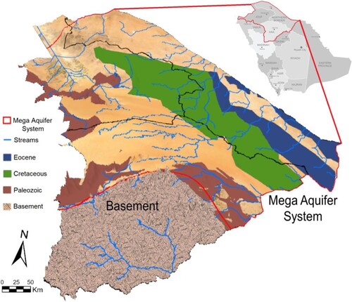 Figure 1. Areal extent of the study area with lateral change in the geological formation.