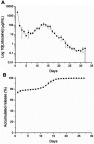 Figure 7 In vitro release patterns of anesthetics from the nanofibrous films.Notes: (A) Daily release, (B) accumulated release.