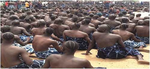 Plate 2. A rear view of Jukun men during a cultural festival in April 2012 (Source: Palace Library Wukari).