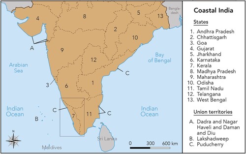 Map of coastal India. Source: Claire Borgogno.