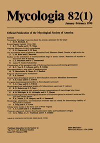 Cover image for Mycologia, Volume 82, Issue 1, 1990