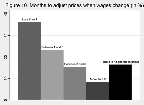 Figure 10. Months to adjust prices when wages change (in %).