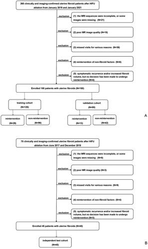 Figure 1. Flowchart of patient recruitment (A and B).