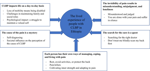 Figure 1 Main themes and sub-themes: the lived experience of people with CLBP in Ethiopia.