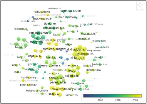 Figure 5. Authors’ co-authorship network based on year.