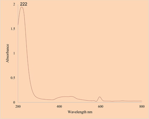 Figure 3. The UV-Visible spectrum of SnNPs.