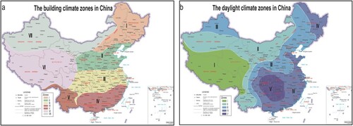 Figure 1. The building climate zones of sunlight duration and the daylight climate zones of daylight factor.