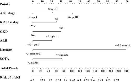 Figure 4 The predictive nomogram for persistent acute kidney injury.