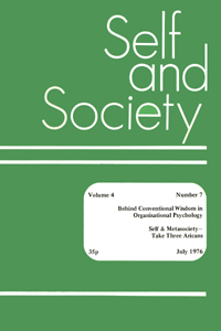 Cover image for Self & Society, Volume 4, Issue 7, 1976