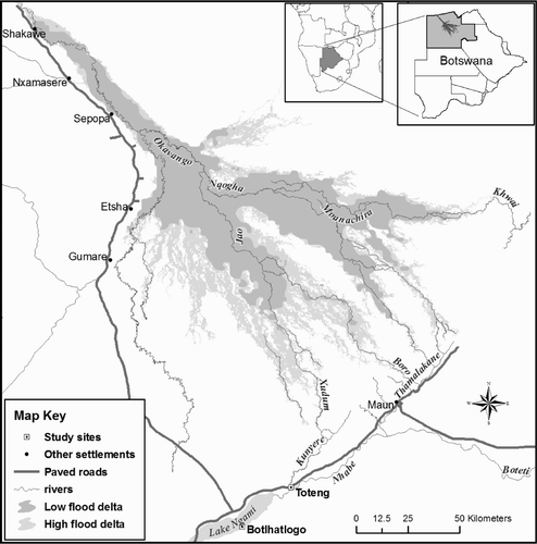 Figure 1: Map of Botswana showing the study area