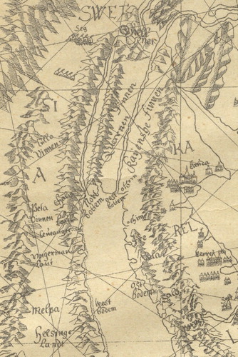 Figure 2. Detail from the copy of Simon van Salingen’s map of Scandinavia. Source: Digital copy of Simon van Salingen’s map of Scandinavia (1891) (curtailed). The A. E. Nordenskiöld collection, the National Library, Helsinki.