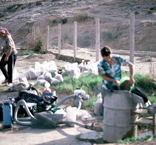 Flotation in progress for the recovery of botanical remains from archaeological sites.