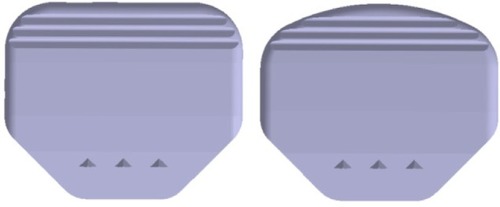 Figure 2 Footprint of the activL® Artificial Disc standard (left) and S1 (right) inferior endplate.