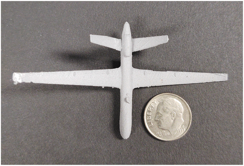 Figure 2. 3D-printed and painted titanium UAV model.