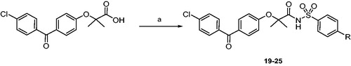 Scheme 1. Reagents and conditions: (a) p-substituted benzenesulphonamide, EDC, DMAP, dry dichloromethane, 0 °C-r.t., 24 h.