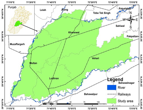 Figure 1. Study area map of Multan division.