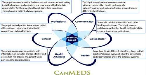 Figure 1. CanMEDS medical roles and related eHealth competencies [Citation45].
