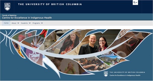 Figure 3. Website screenshot for University of British Columbia Indigenous Health https://health.indigenous.ubc.ca/.