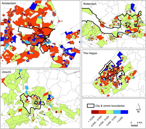 Figure 3. Neighbourhood change associated with the ‘inequality’ factor.