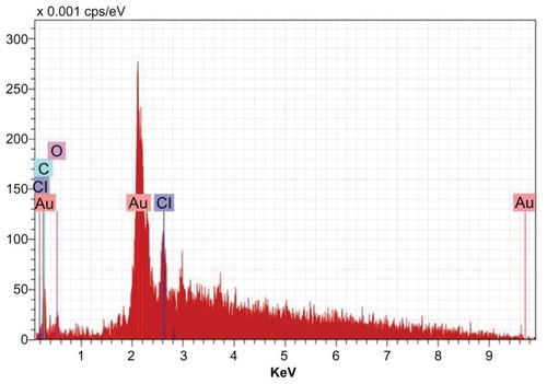 Figure 9 Energy dispersive x-ray spectroscopy of gold nanoparticles synthesized by Trianthema decandra root extract.