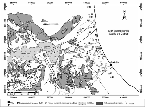 Fig. 5 Carte de localisation des points d’eaux échantillonnés.