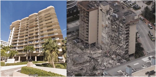 Figure 1. Before & after photos of Champlain towers south (Source: Google).