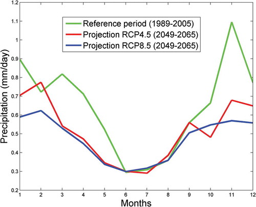 Figure 6. Projected precipitation for the future period 2049–2065.