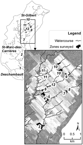 Figure 4 The 12 erosion zones surveyed.