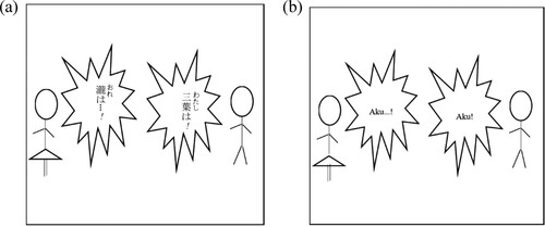 Figure 6. (a) 君の名は01 (Citation2016b, 128); (b) NAMAMU … 01 (Citation2016b, 128).